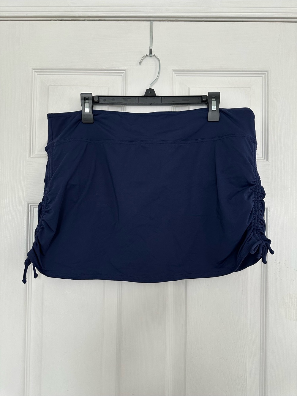 Lands' End Navy Ruched-Side One-Piece Swim Skirt